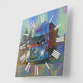 重い輸送の赤いトラックの柱時計 スクエア壁時計 (傾斜)