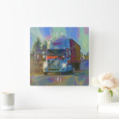 重い輸送の赤いトラックの柱時計 スクエア壁時計 (ホーム)