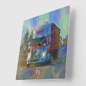 重い輸送の赤いトラックの柱時計 スクエア壁時計 (傾斜)