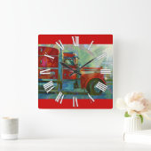 重い輸送の赤いトラックの柱時計 スクエア壁時計 (ホーム)