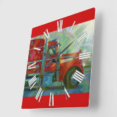 重い輸送の赤いトラックの柱時計 スクエア壁時計 (傾斜)