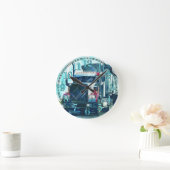 重い輸送の赤いトラックの芸術の柱時計 ラウンド壁時計 (ホーム)