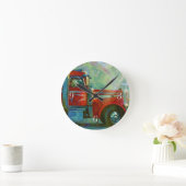 重い輸送の赤いトラックの芸術の柱時計 ラウンド壁時計 (ホーム)