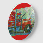 重い輸送の赤いトラックの芸術の柱時計 ラージ壁時計 (傾斜)