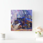 重い輸送の青いタンカーのトラック運転手の柱時計 スクエア壁時計 (ホーム)