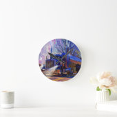 重い輸送の青いタンク車の柱時計 ラウンド壁時計 (ホーム)