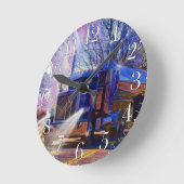 重い輸送の青いタンク車の柱時計 ラウンド壁時計 (傾斜)