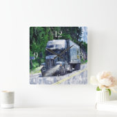 重い輸送の青いトラックの柱時計 スクエア壁時計 (ホーム)