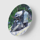 重い輸送の青いトラックの柱時計 ラウンド壁時計 (傾斜)