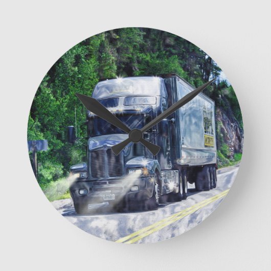 重い輸送の青いトラックの柱時計 ラウンド壁時計 (正面)