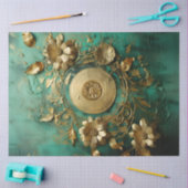 重い金ゴールドビクトリアンオーナメントターコイズヴィンテージ 薄葉紙 (クラフト)