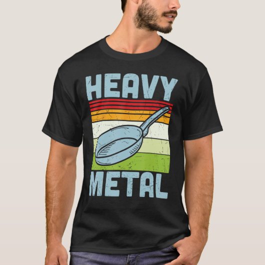 重おもしろい金属フライパンロックロッカー Tシャツ (正面)
