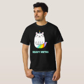 重おもしろい金属ユニコーン虹の猫Tシャツ Tシャツ (正面フル)