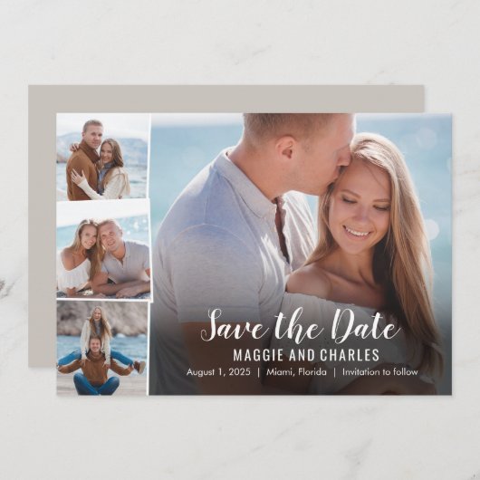 重なった写真で日付カードを保存 サンキューカード (正面/裏面)