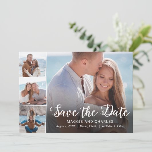 重なった写真で日付カードを保存 セーブザデート (スタンド正面)