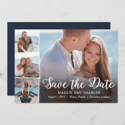 重なった写真で日付カードを保存 セーブザデート (正面/裏面)