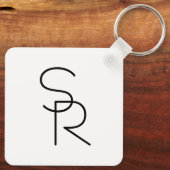 重なりモダン合うイニシャルの表示 キーホルダー (裏面)