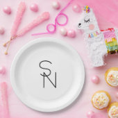 重なりモダン合うイニシャルの表示 ペーパープレート (パーティー)