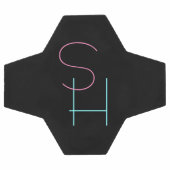 重なりモダン合うイニシャル |ピンクターコイズブラック サッカーボール (フラット)