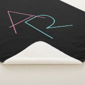 重なりモダン合うイニシャル |ピンクターコイズブラック シェルパブランケット (3/4)