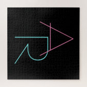 重なりモダン合うイニシャル |ピンクターコイズブラック ジグソーパズル (横)