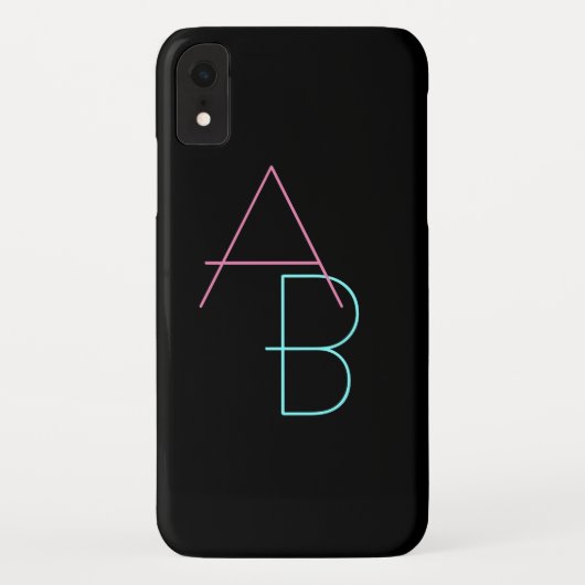 重なりモダン合うイニシャル |ピンクターコイズブラック Case-Mate iPhoneケース (裏面)
