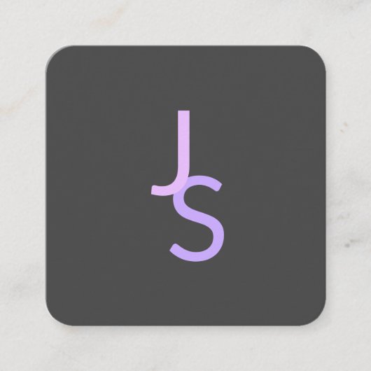 重なりモダン合うモノグラムのイニシャル | グレイ スクエア名刺 (正面)