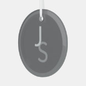 重なりモダン合うモノグラムのイニシャル | グレー ガラスオーナメント (正面左)