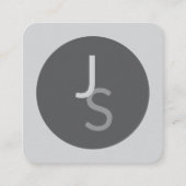 重なりモダン合うモノグラムのイニシャル | グレー スクエア名刺 (正面)