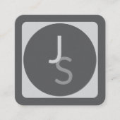 重なりモダン合うモノグラムのイニシャル | グレー スクエア名刺 (正面)