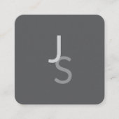 重なりモダン合うモノグラムのイニシャル | グレー スクエア名刺 (正面)