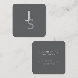 重なりモダン合うモノグラムのイニシャル | グレー スクエア名刺