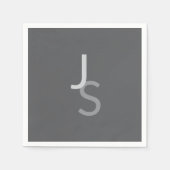 重なりモダン合うモノグラムのイニシャル | グレー スタンダードカクテルナプキン (正面)