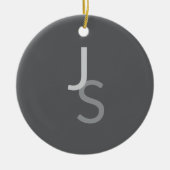 重なりモダン合うモノグラムのイニシャル | グレー セラミックオーナメント (正面)