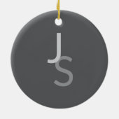 重なりモダン合うモノグラムのイニシャル | グレー セラミックオーナメント (裏面)