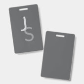 重なりモダン合うモノグラムのイニシャル | グレー バッジ (正面＆裏面)