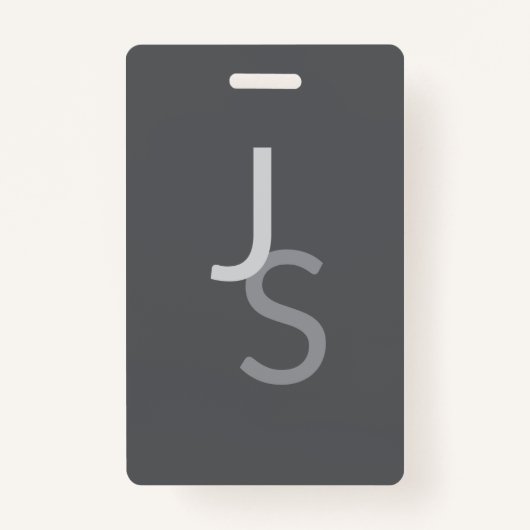 重なりモダン合うモノグラムのイニシャル | グレー バッジ (正面)