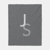 重なりモダン合うモノグラムのイニシャル | グレー フリースブランケット (正面)
