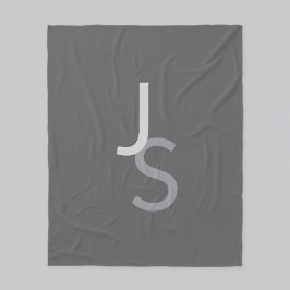 重なりモダン合うモノグラムのイニシャル | グレー フリースブランケット