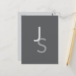 重なりモダン合うモノグラムのイニシャル | グレー ポストカード