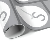 重なりモダン合うモノグラムのイニシャル | グレー ラッピングペーパー (ロールコーナー)