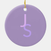 重なりモダン合うモノグラムのイニシャル | パープル セラミックオーナメント (裏面)