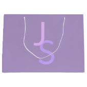 重なりモダン合うモノグラムのイニシャル | パープル ラージペーパーバッグ (正面)