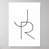 重なり合うイニシャル |白黒表示 ポスター (正面)