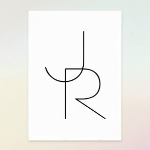 重なり合うイニシャル  白黒表示 ポスター