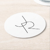 重なり合うイニシャル |白黒表示 ラウンドペーパーコースター (アングル)