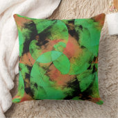 重なり合うテクスチャの乱れたサーモングリーンらせん状 クッション (ブランケット)