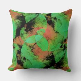 重なり合うテクスチャの乱れたサーモングリーンらせん状 クッション