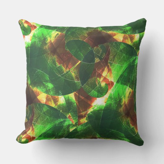 重なり合うテクスチャ付き燃えた緑のらせん状 アウトドアクッション (正面)