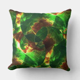 重なり合うテクスチャ茶色から緑のらせん状 クッション